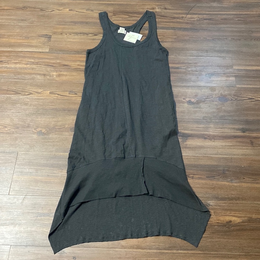 Andrea Jovine Charcoal Gray Cotton Sleeveless Layered Hem Dress SIZE M NWT